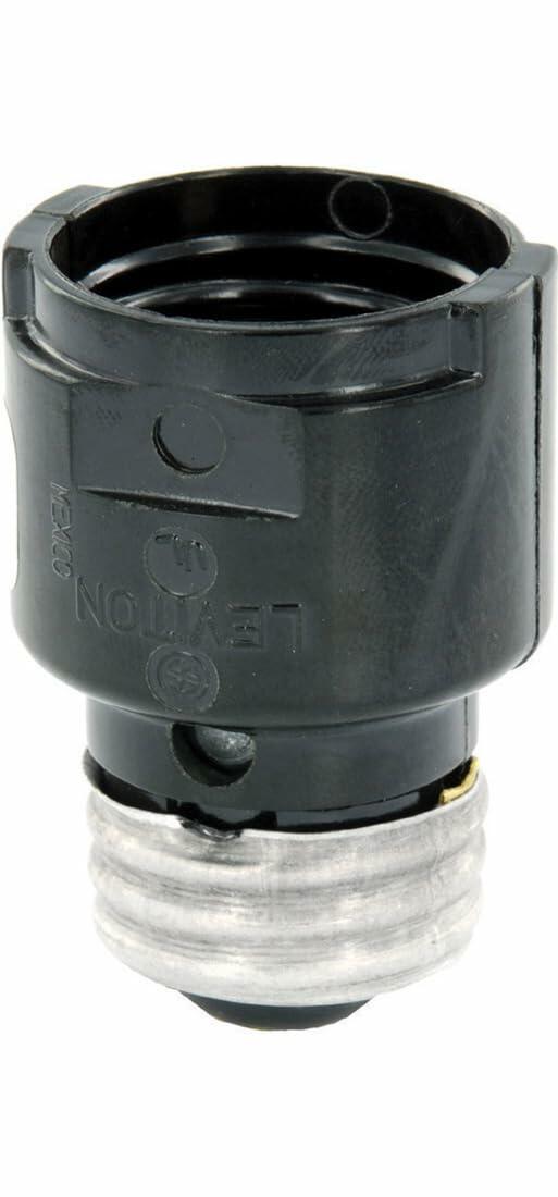 Leviton Medium-Medium Base, One-Piece, Adapters and Extensions, Incandescent, Phenolic Lampholder, 1-3/16 Inch, To Be Used in Phenolic Sockets Only, 2006, Black