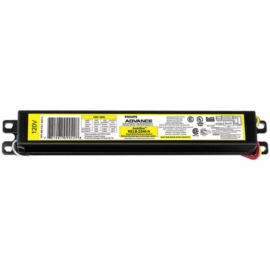 Philips Advance RELB-2S40-N Electronic Ballast, T12 Lamps, 120V Lighting, 1 Count (Pack of 1), Black