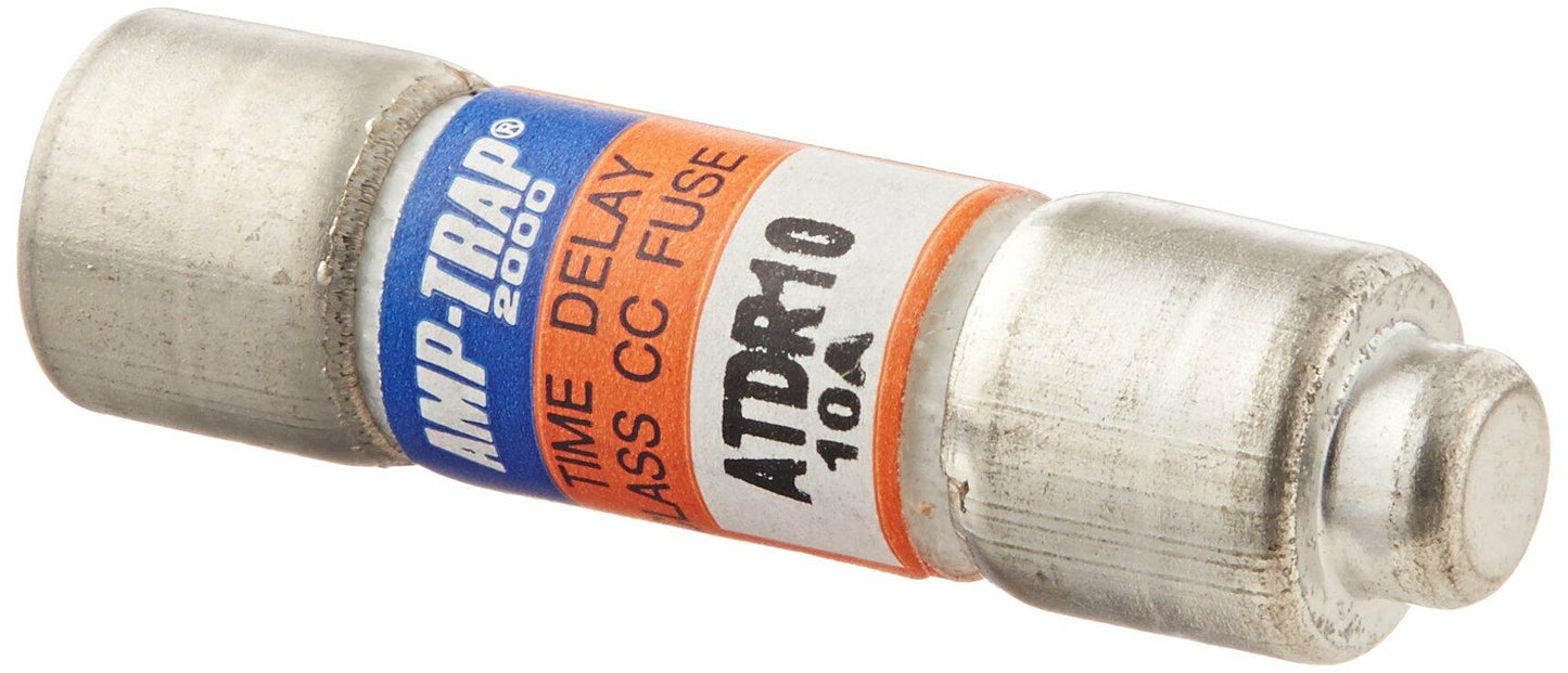Mersen ATDR Amp-Trap 2000 Time-Delay/Class CC Fuse, 600VAC/300VDC, 200kA AC/100kA DC, 10 Ampere, 13/32" Diameter x 1-1/2" Length