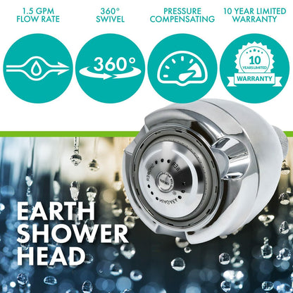 Niagara Conservation N2915CH Earth Spa 3-Spray with 1.5 GPM 2.7-in. Wall Mount Adjustable Fixed Shower Head in Chrome, 1-Pack | Bathroom Shower Head Sprayer with Pressure Compensation Technology