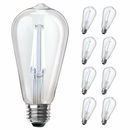 Feit Electric ST19 Vintage Edison LED Light Bulb, 60W Equivalent, Dimmable, 5000K Daylight, 800 Lumens, E26 Base, Retro Filament Light Bulbs, 15,000-Hour Lifetime, ST1960/CL/950CA/2/4, 8 Pack