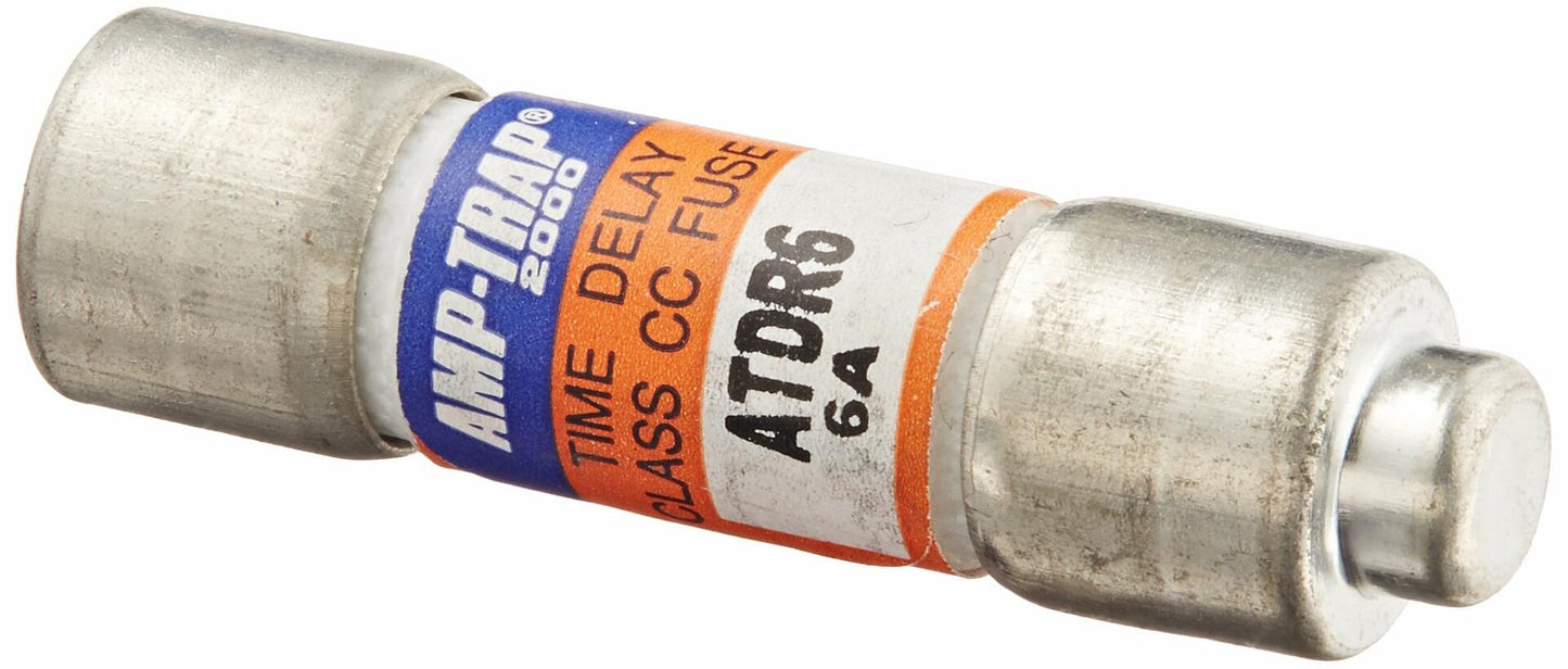Mersen ATDR Amp-Trap 2000 Time-Delay/Class CC Fuse, 600VAC/300VDC, 200kA AC/100kA DC, 6 Ampere, 13/32" Diameter x 1-1/2" Length