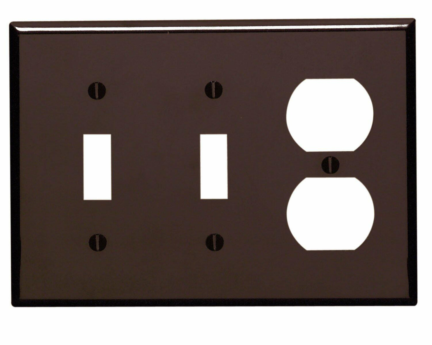 Leviton 3-Gang Wallplate, 2-Toggle 1-Duplex Outlet/Receptacle Combination, Standard Size, Thermoset, 85021, Brown