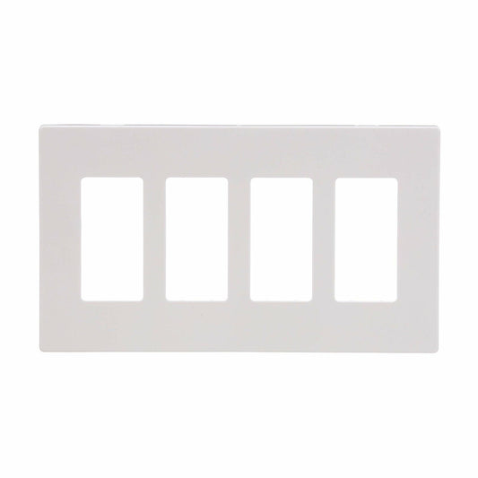 Eaton PJS264W Decorator Screwless Wallplate, 4-Gang, White