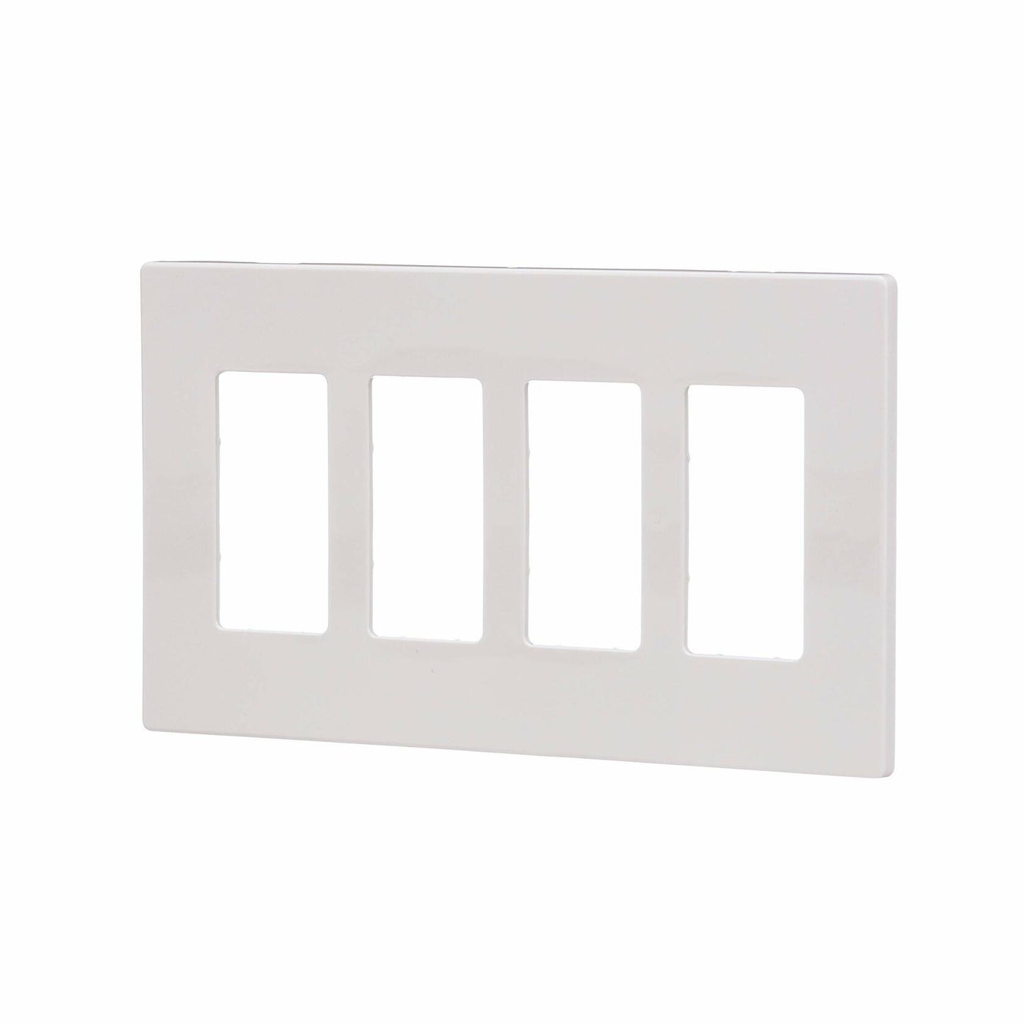 Eaton PJS264W Decorator Screwless Wallplate, 4-Gang, White