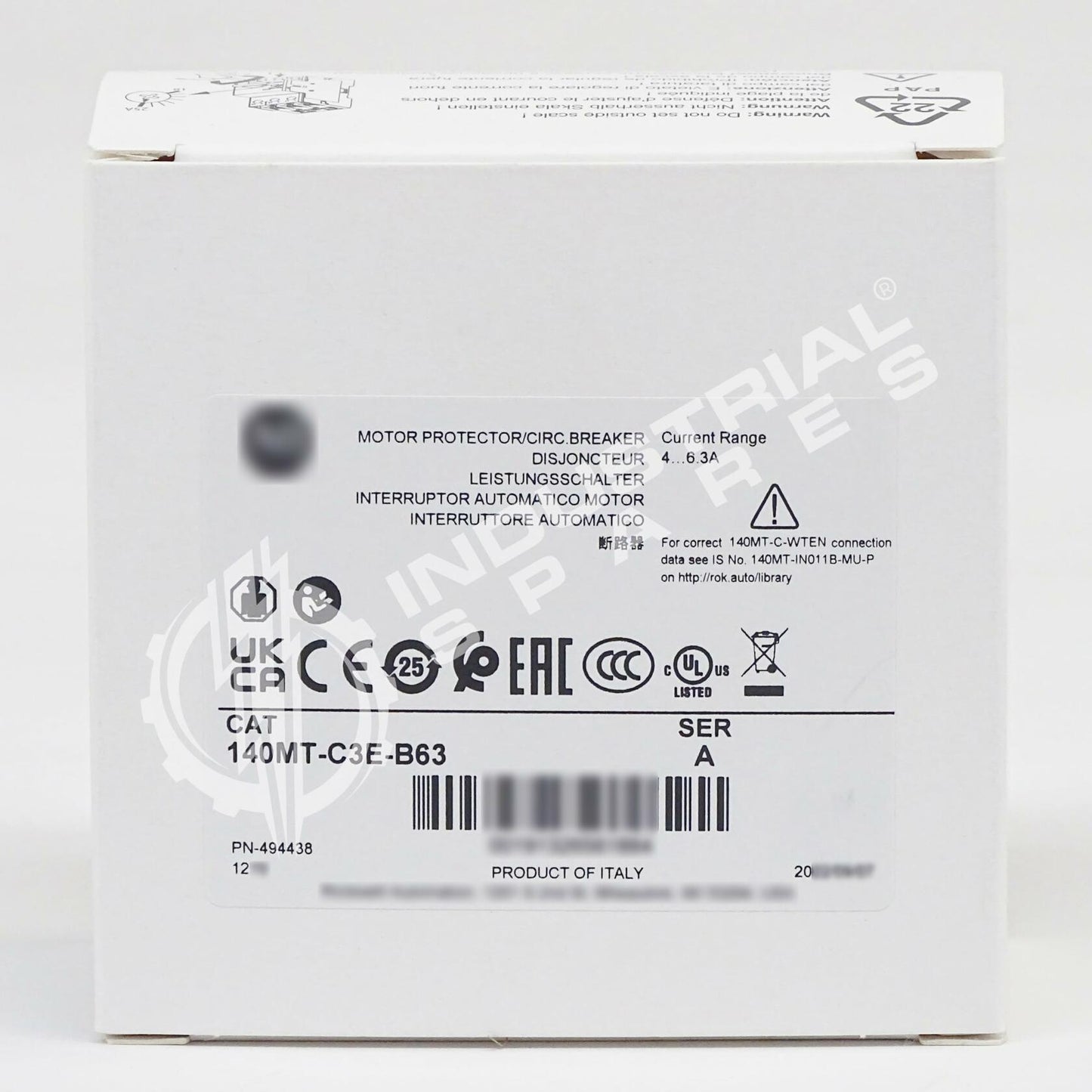 140MT-C3E-B63 Series C Motor Protection Circuit Breaker, 4.0-6.3 A, Frame C