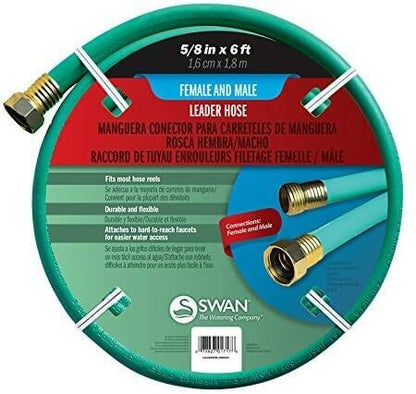 Swan Leader Hose with 5/8" Diameter by 6 Foot - 3 Pack, Male/Female