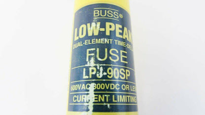 Eaton Bussmann LPJ-90SP Class J Fuse, Time-delay Dual-Element Current Limiting, 90A, Interrupt Rating of 300 kA at 600 Vac, 100 kA at 300 Vdc