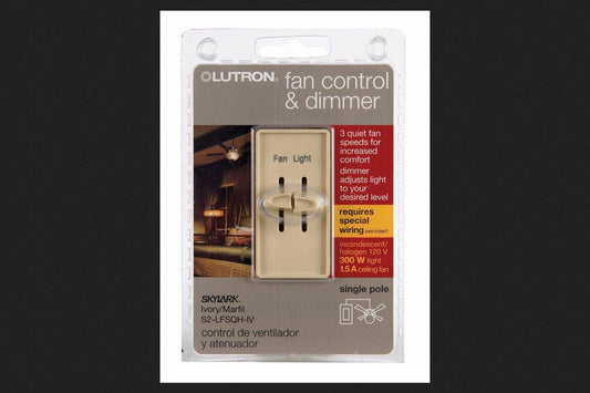 Lutron Electronics S2-LFSQH-IV Single Pole Quiet Light and Fan Control, 1.5-Amp, Ivory