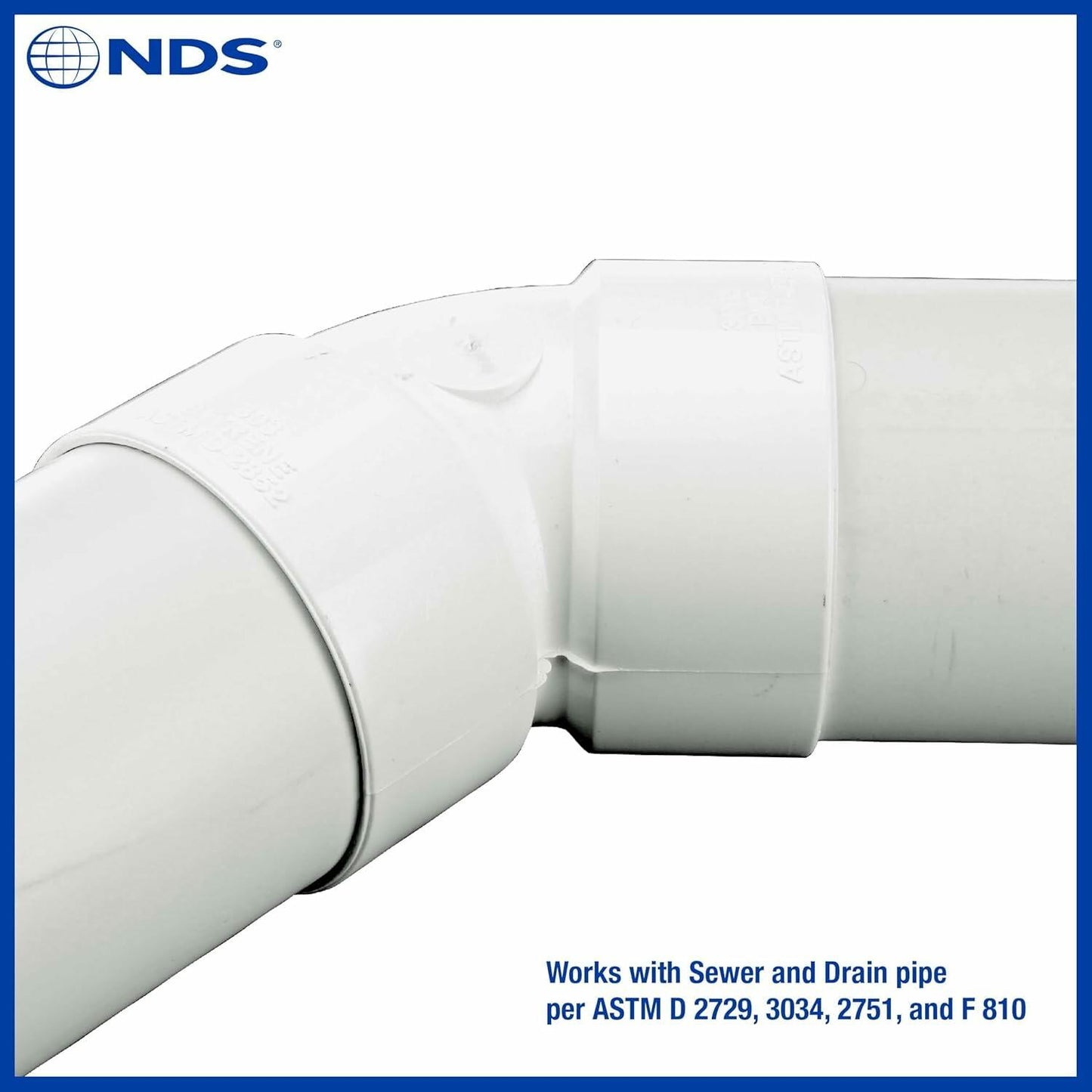 NDS 3P03 PVC 45-Degree Elbow, 3-Inch, for Hub X Hub Solvent-Weld Connections, for Use with 3-Inch Sewer and Drain Pipe, White