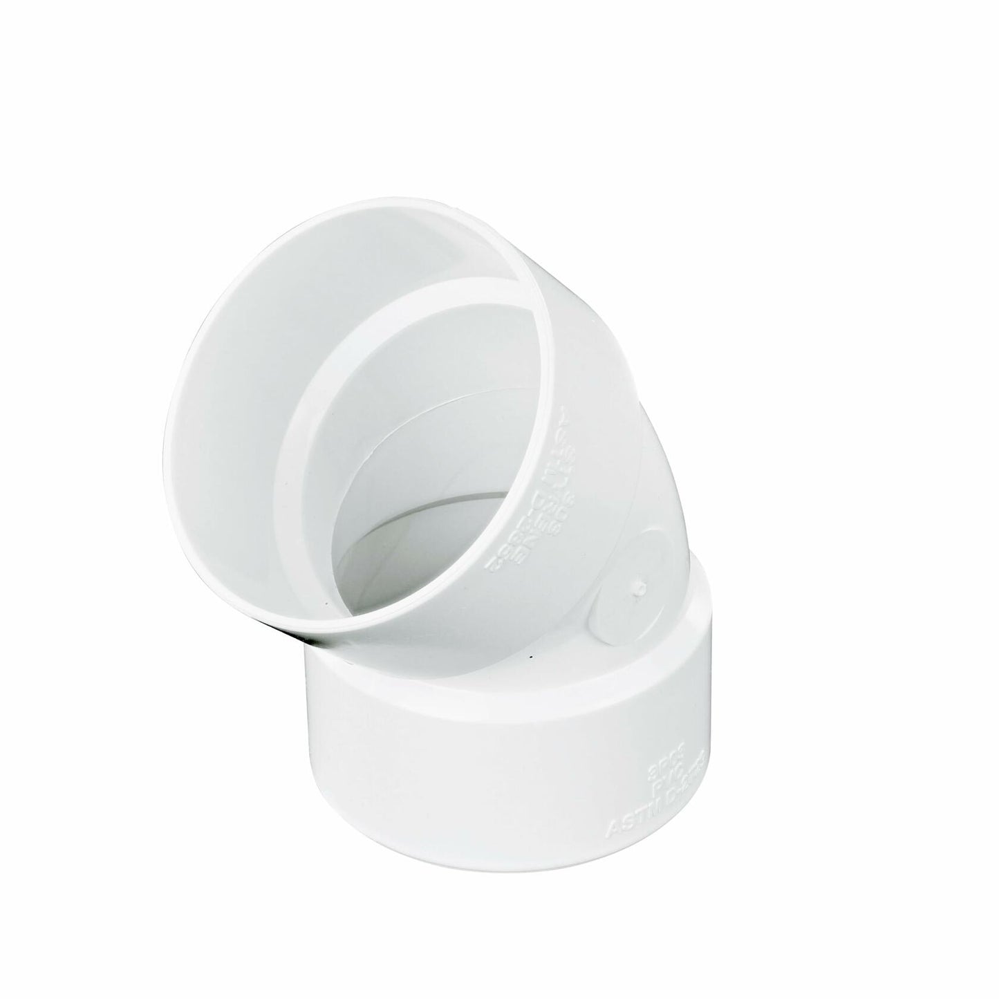 NDS 3P03 PVC 45-Degree Elbow, 3-Inch, for Hub X Hub Solvent-Weld Connections, for Use with 3-Inch Sewer and Drain Pipe, White