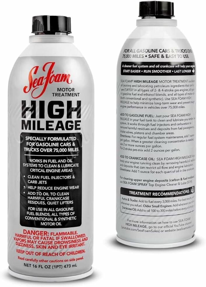 High Mileage Motor Treatment – Gas & Oil Additive for Fuel Injectors, Oil Burning & Engine Lubrication – 16 oz | Model HM16 | 2 Pack
