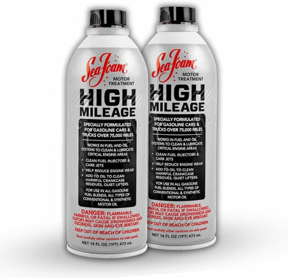 High Mileage Motor Treatment – Gas & Oil Additive for Fuel Injectors, Oil Burning & Engine Lubrication – 16 oz | Model HM16 | 2 Pack