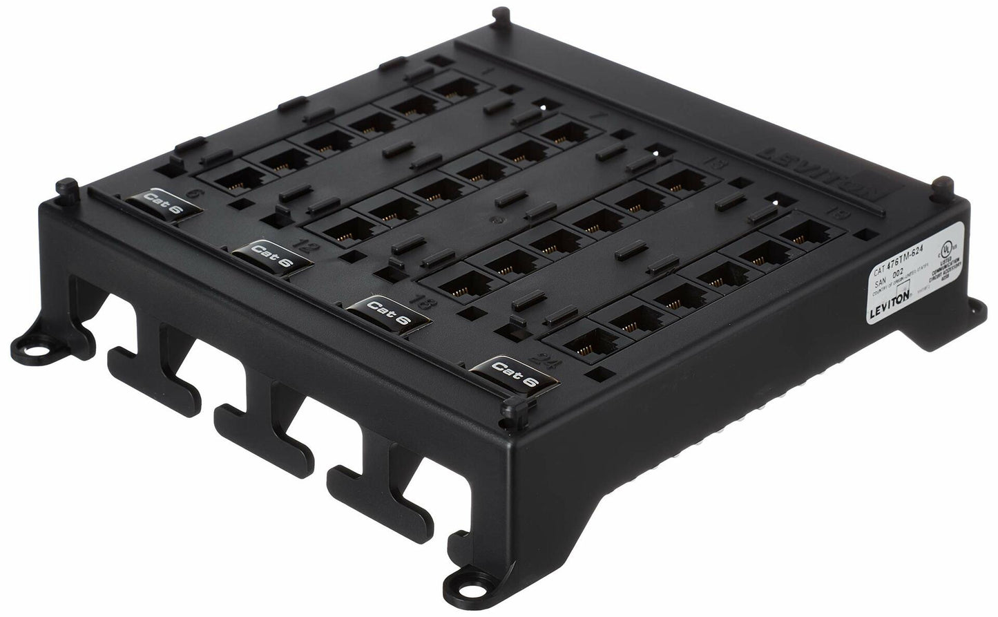 Leviton Twist and Mount Patch Panel, CAT 6 24 Port, 476TM-624, Black