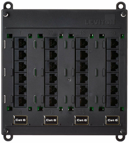 Leviton Twist and Mount Patch Panel, CAT 6 24 Port, 476TM-624, Black