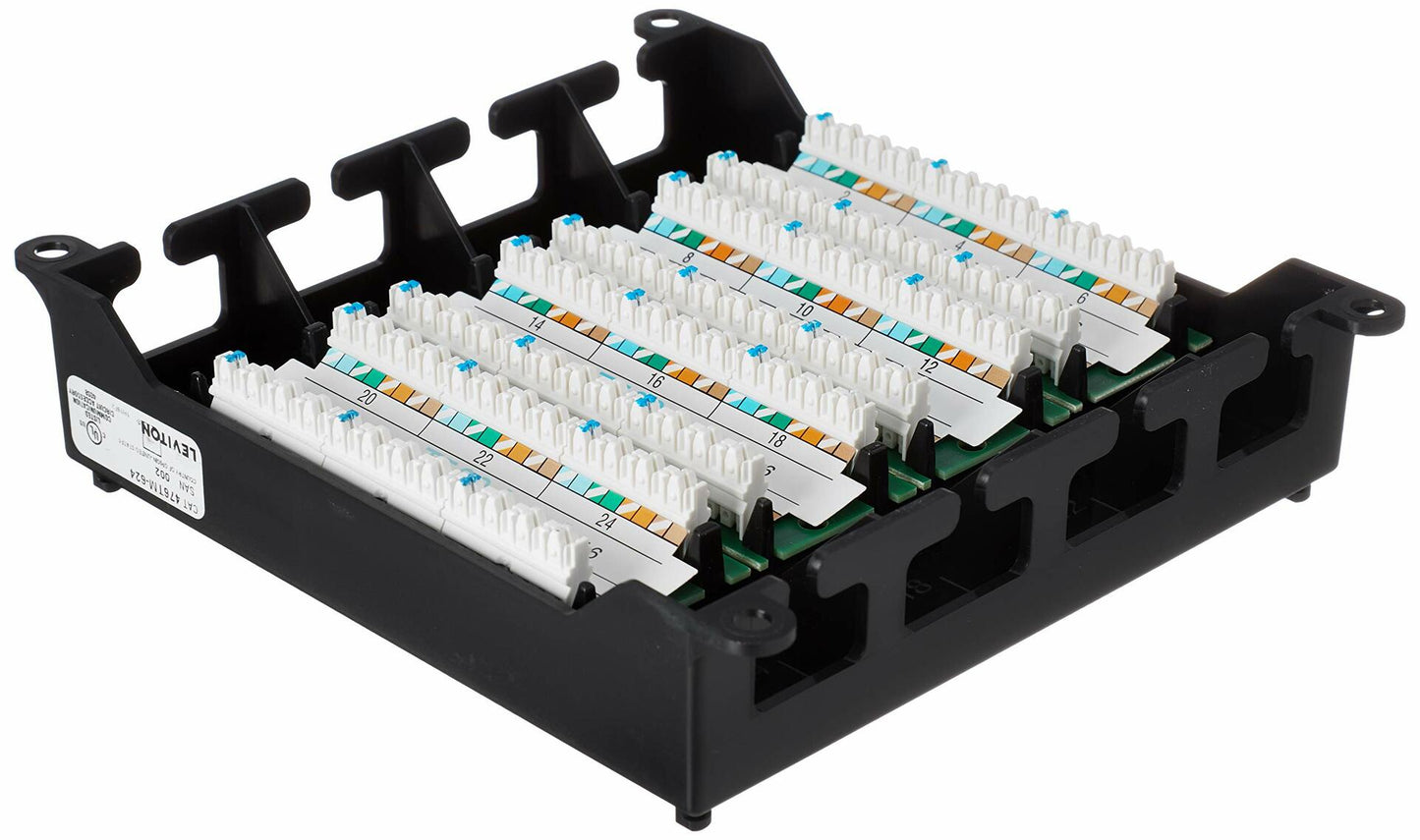 Leviton Twist and Mount Patch Panel, CAT 6 24 Port, 476TM-624, Black
