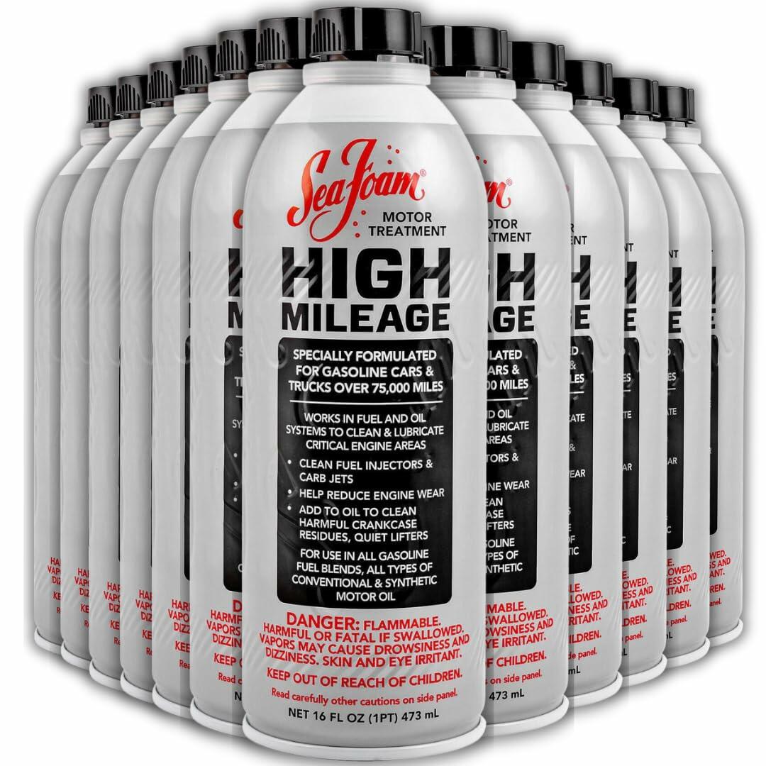 High Mileage Motor Treatment – Gas & Oil Additive for Fuel Injectors, Oil Burning & Engine Lubrication – 16 oz | Model HM16 (12 Pack)