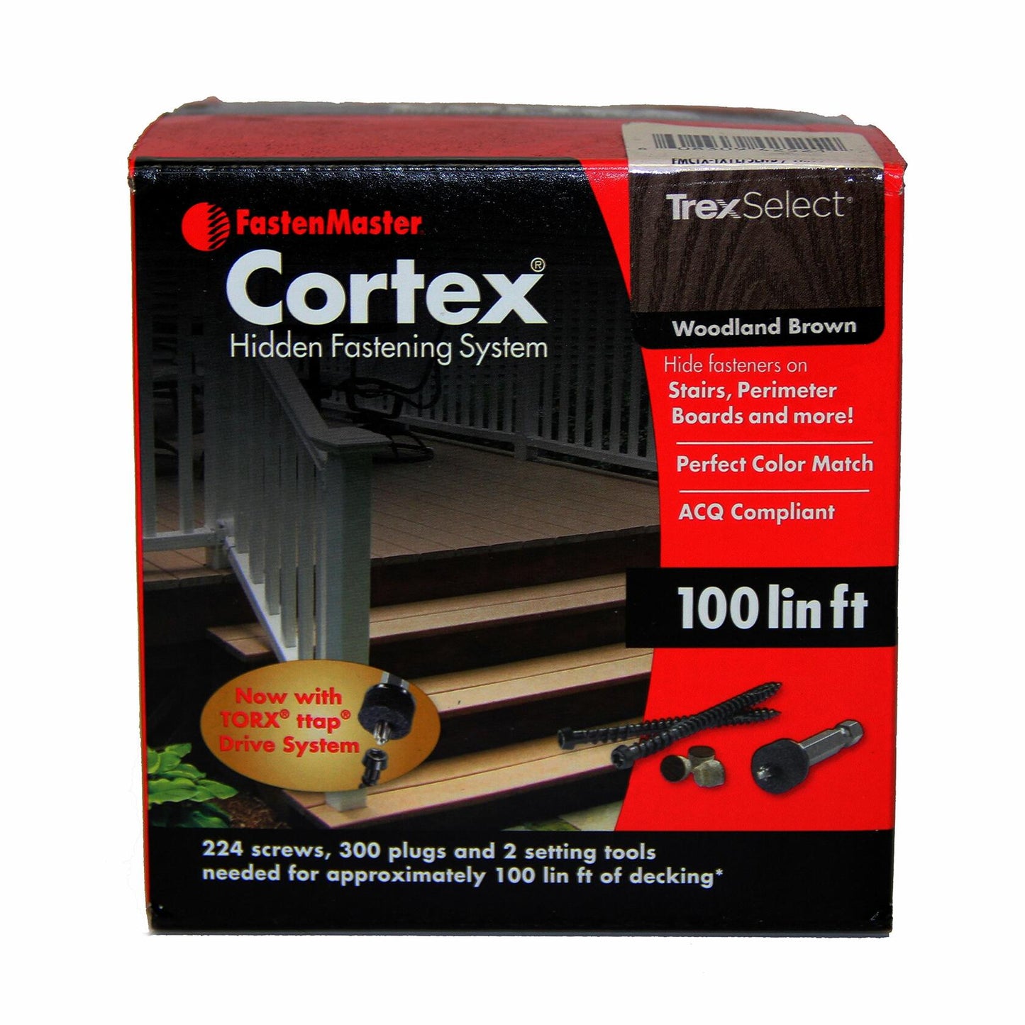 FastenMaster Cortex 2-1/2" Fastening System for Trex Decking - 100 Linear Feet - Trex Select Woodland Brown