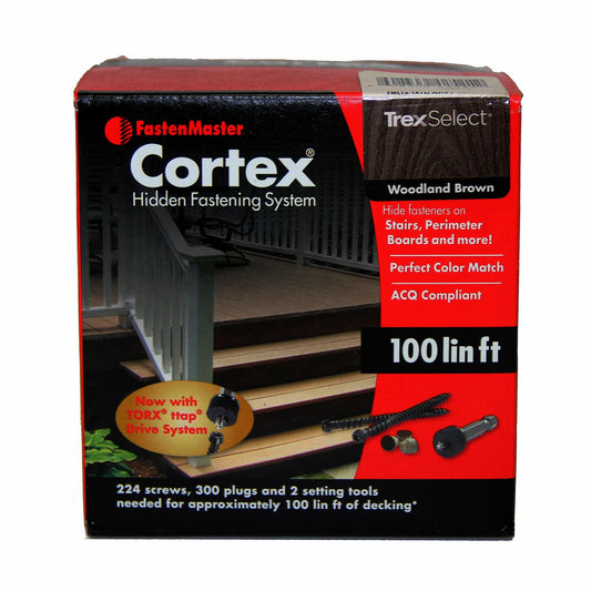 FastenMaster Cortex 2-1/2" Fastening System for Trex Decking - 100 Linear Feet - Trex Select Woodland Brown