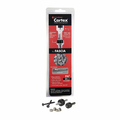 FastenMaster Cortex Hidden Fastening System for Trex Transcend Fascia - 1-3/4 inch Cortex Screws and Plugs - Island Mist (50 LF) FMCTXF-TX50TSLM
