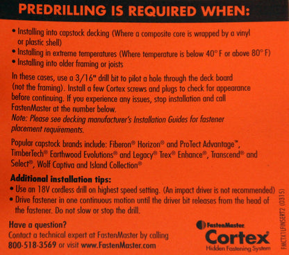 FastenMaster Cortex 2-1/2" Fastening System for Trex Decking - 100 Linear Feet - Trex Select Woodland Brown