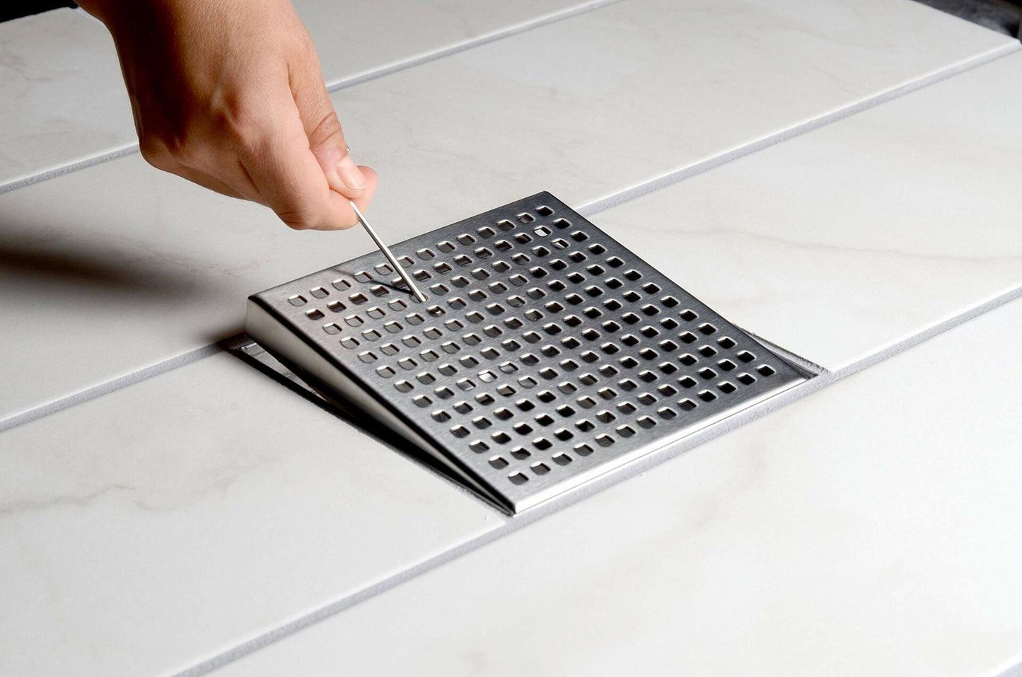 Designline 4 in. x 4 in. Square Drain Wave Grate