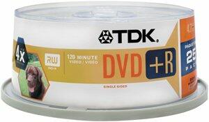 TDK DVD+R 4.7GB Spindle 25 Pack