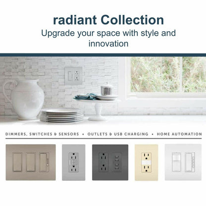 Legrand Radiant Adjustable LED Night Light Outlet, Tamper-Resistant Receptacle with Louver, Hallway Bedroom Night Light, 5 Levels, NTL885TRICC6, 15 Amp, Ivory